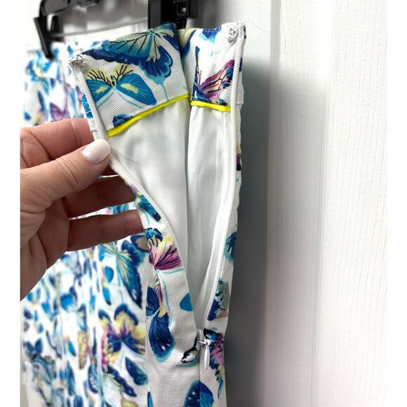 Talbots Pencil Skirt, Butterfly Pattern on White Cotton, Lined, Women's Size 14 - Picture 2 of 4